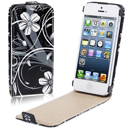 Чехол кожаный вертикальный ретро с цветочным узором для iPhone 5/5S
