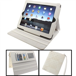 Чехол кожаный с отделениями для банковских карт для iPad 2,3,New,4 (белый)