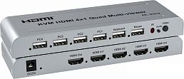 Переключатель AVE HDSW KVM 4MV (4PC, HDMI 4K 30Hz, USB 2.0, seamless Multiviewer, hot keys, remote control, power adapter)