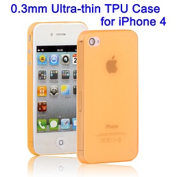 Чехол защита корпуса пластиковый, ультратонкий, полупрозрачный, матовый для iPhone 4/4S (оранжевый)