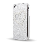 Чехол защита корпуса инкрустированный кристаллами "Сердце" для iPhone 4/4S (серый)