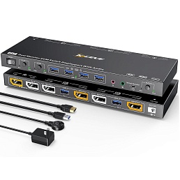 Переключатель KVM Switch AVE DPA-27 (2PC, Dual DP 8K 30Hz, USB 3.0, Audio, Voice control, remote control, power adapter)
