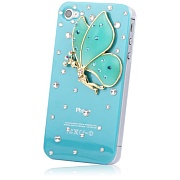 Чехол защита корпуса инкрустированный кристаллами "Цветочная фея" для iPhone 4/4S