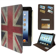 Чехол кожаный Ретро с Британским флагом, поворотный на 360 градусов с отделениями для банковских карт для iPad 2,3,New